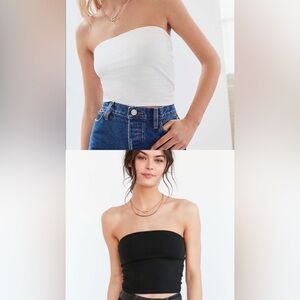 BUNDLE Urban Outfitters Silence + Noise Black and White Strapless Tube Crop Tops